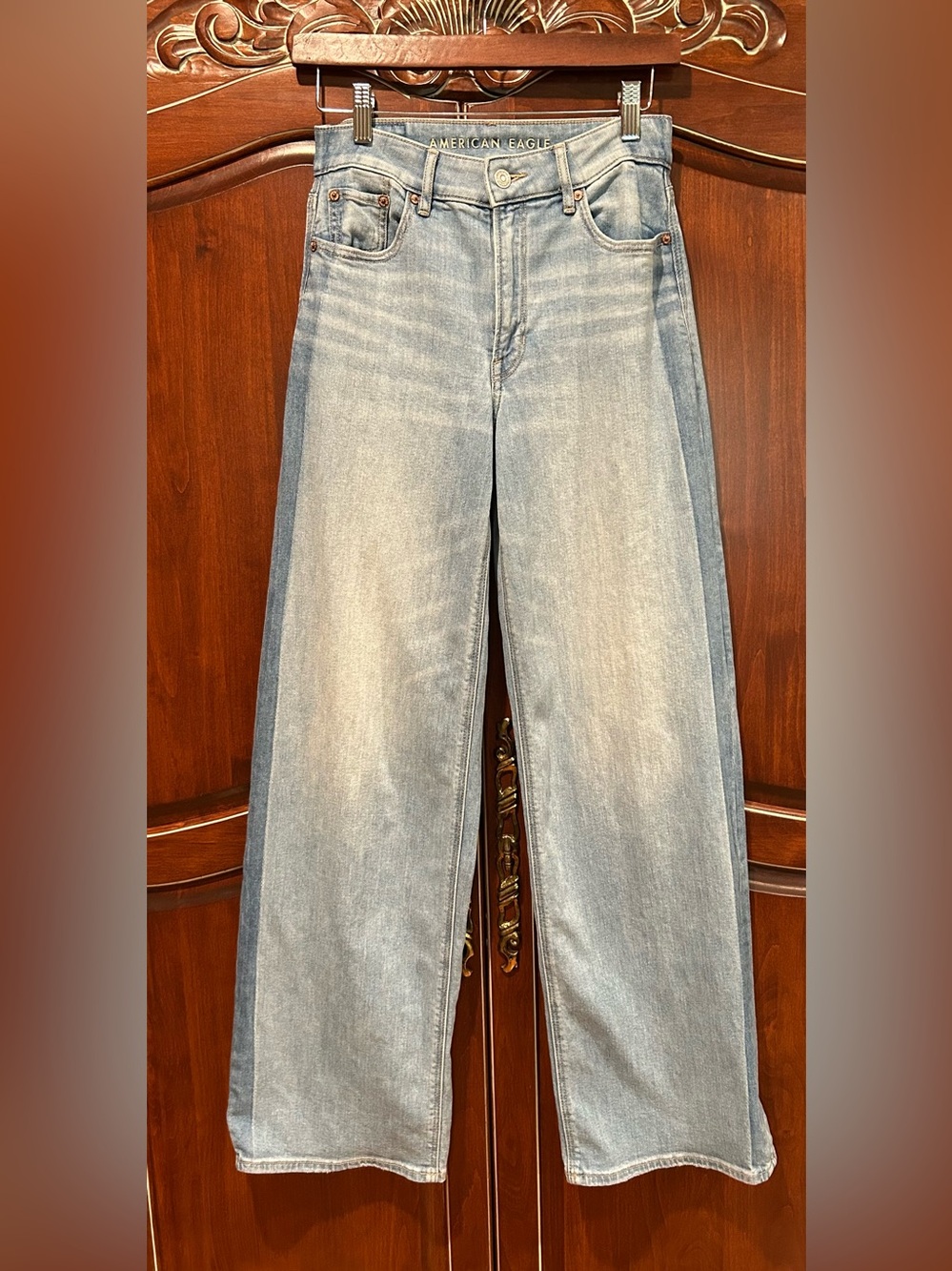American Eagle Outfitters Light Blue Super High Rise Wide-Leg Jeans